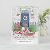 Faire-part Déménagement Brown Dachshund Dog Porte de vélo Nou (Debout devant)