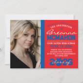 Faire-part d'Empreinte de patte rouge et bleu (Devant)