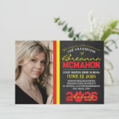 Faire-part d'Empreinte de patte rouge et jaune (Debout devant)