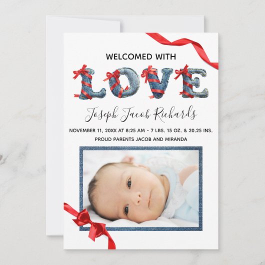 Faire-part Denim Love -  Annonce de naissance (Devant)