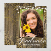 Faire-part Dentelle rustique Lumières de dentelle de bois (Devant / Derrière)