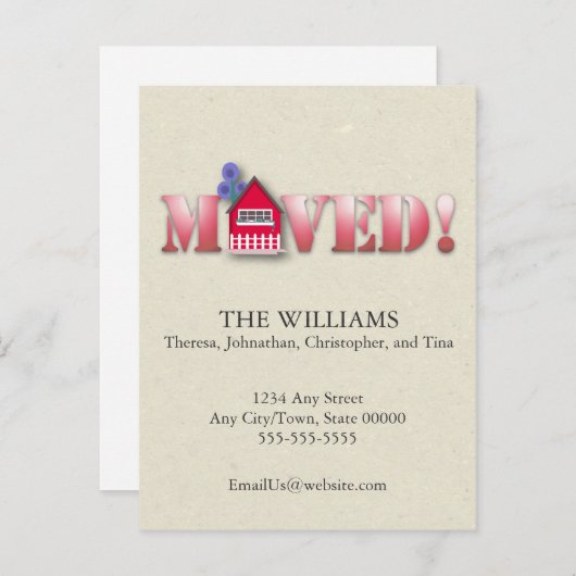 Faire-part déplacé (rouge) (Devant / Derrière)