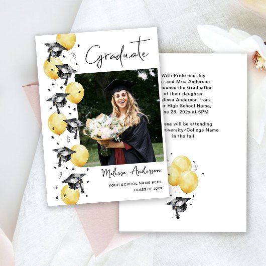 Faire-part des ballons de la fête de graduation ph