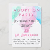 Faire-part des ballons roses et bleus de la fête d (Devant)