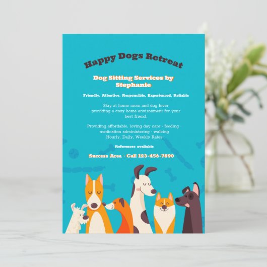 Faire-part des services de pose de chien (Debout devant)