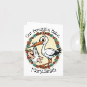 Faire-part Design bébé et cigogne Style Vintage (Dos)