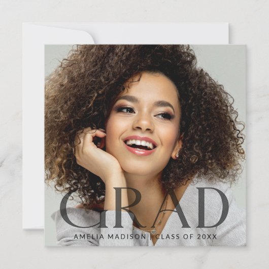 Faire-part Design moderne Classy Transparent Texte Photo Grad (Devant)