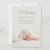 Faire-part Design moderne Elegant Gris Script Nouveau-né 2 Ph (Devant)