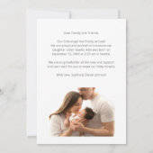 Faire-part Design moderne Elegant Gris Script Nouveau-né 2 Ph (Dos)