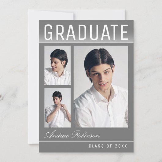 Faire-part Design tendance moderne moderne 3 photo Grey Gradu (Devant)