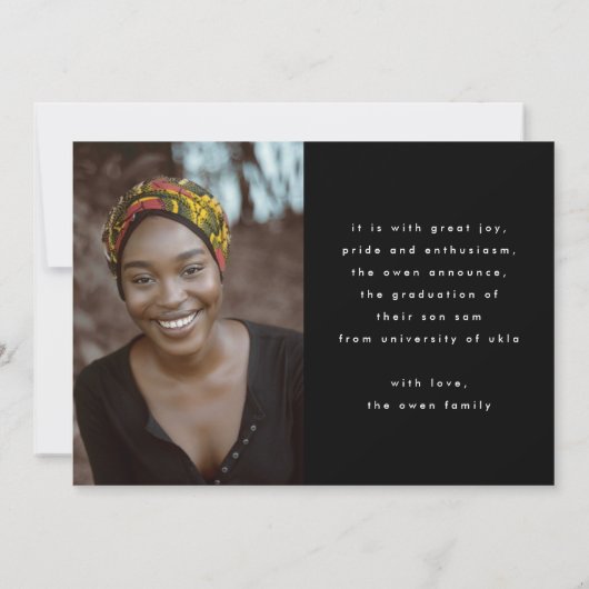 Faire-part design voguish ultra chic smart grad photo announ (Dos)