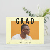 Faire-part Designer Black Yellow Text Moderne Deux Photo Grad (Debout devant)