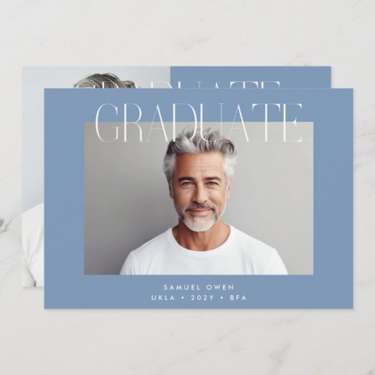 Faire-part Designer Diplômé Moderne Deux Photo Graduation (Devant / Derrière)