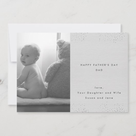 Faire-part Designer Script Fête des pères Gris Photo moderne (Dos)