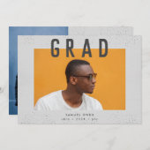 Faire-part Designer Script Grad Gris moderne Deux photos (Devant / Derrière)