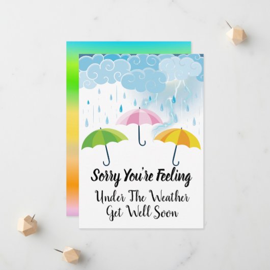 Faire-part Désolé, vous vous sentez sous la météo bien. (Devant/Arrière en situation)