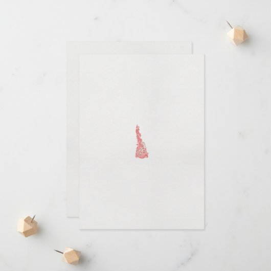 Faire-part dessin d'un oiseau avec des fleurs dessus (Devant/Arrière en situation)