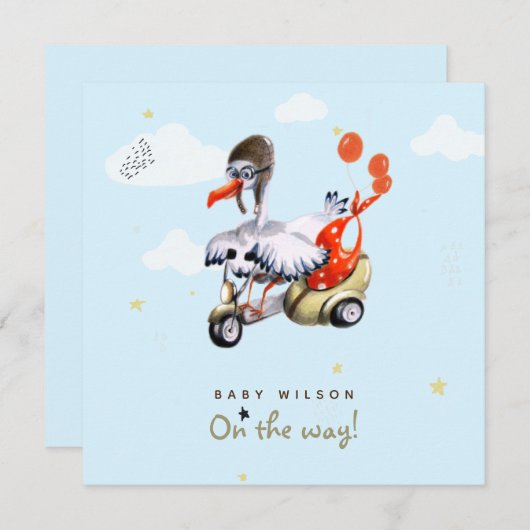 Faire-part Dessin humoristique simple Grossesse neutre (Devant / Derrière)