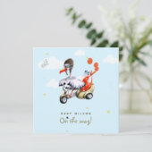 Faire-part Dessin humoristique simple Grossesse neutre (Debout devant)