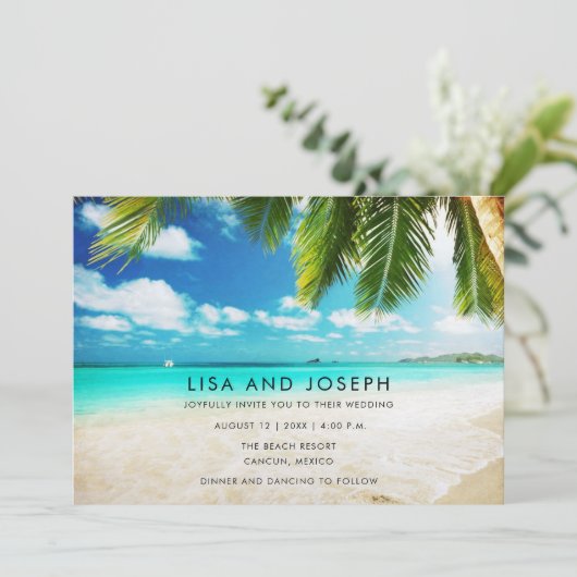 Faire-part Destination Beach Wedding Simple (Debout devant)