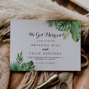 Faire-part Destination Tropical Green Calligraphy Elopement
