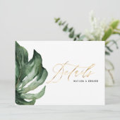 Faire-part Détail de mariage feuille de palmier aquarelle et  (Debout devant)