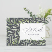 Faire-part Détails de mariage de feuillage de branche d'olive (Debout devant)