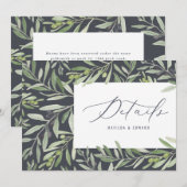 Faire-part Détails de mariage de feuillage de branche d'olive (Devant / Derrière)