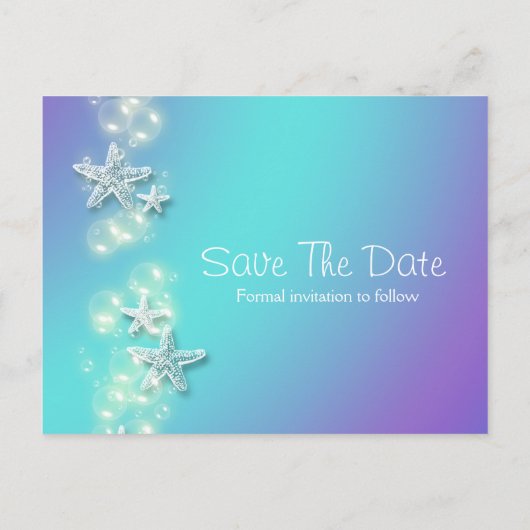 Faire-part d'étoiles de mer bleu violet (Dos)