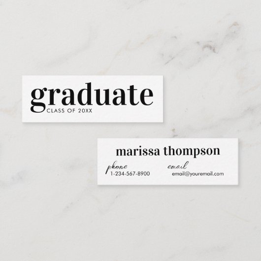 Faire-part d'études Carte de visite diplômé (Devant / Derrière)