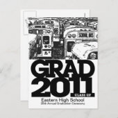 Faire-part d'études Carte postale Bus scolaire 1 (Devant / Derrière)