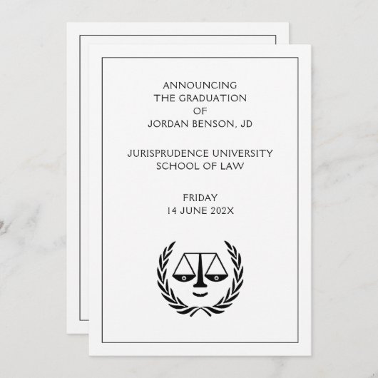 Faire-part d'études de droit (Devant / Derrière)