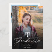 Faire-part d'études de droit de script photo (Devant / Derrière)