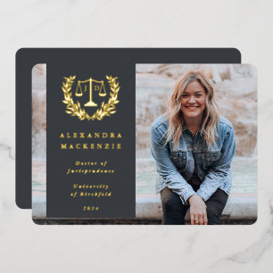 Faire-part d'études de droit JD Foil/Grey