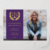 Faire-part d'études de droit JD Foil/Purple (Recto)