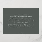 Faire-part d'études de droit vert/pétrole (Verso)