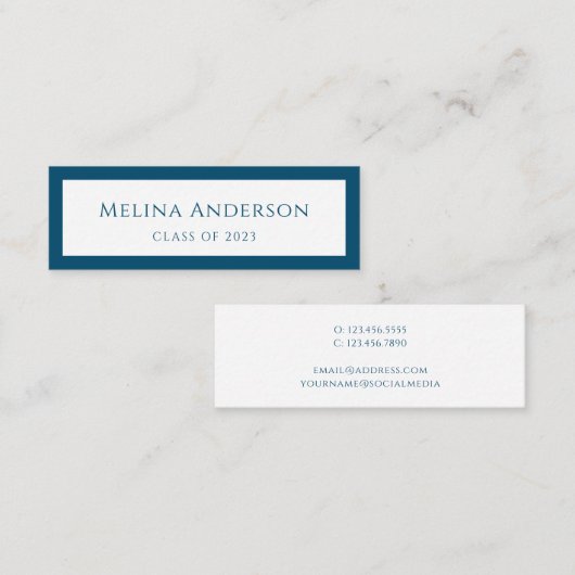 Faire-part d'études Diplômé Simple Blue (Devant / Derrière)