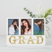 Faire-part d'études Faux Gold Leaf 3 Photo (Debout devant)