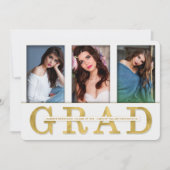 Faire-part d'études Faux Gold Leaf 3 Photo (Devant)