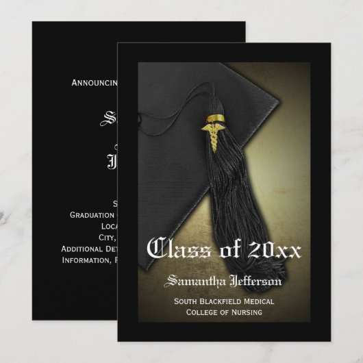 Faire-part d'études Médicales ou de formation en s (Devant / Derrière)