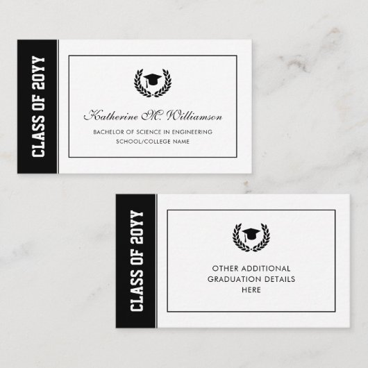 Faire-part d'études modernes - Nom de la fiche Ins (Devant / Derrière)