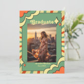 Faire-part d'études Retro Terracotta (Debout devant)