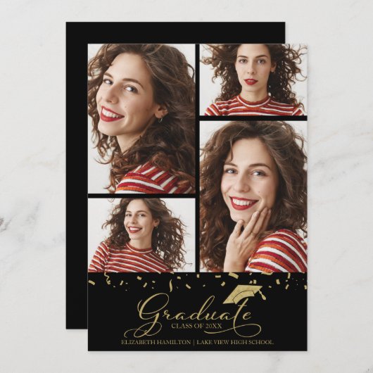 Faire-part d'études secondaires 4 Photo (Devant / Derrière)