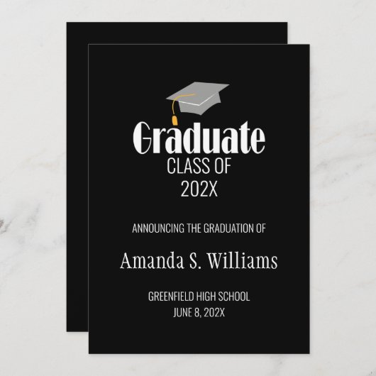 Faire-part d'études supérieures Casquettes (Devant / Derrière)