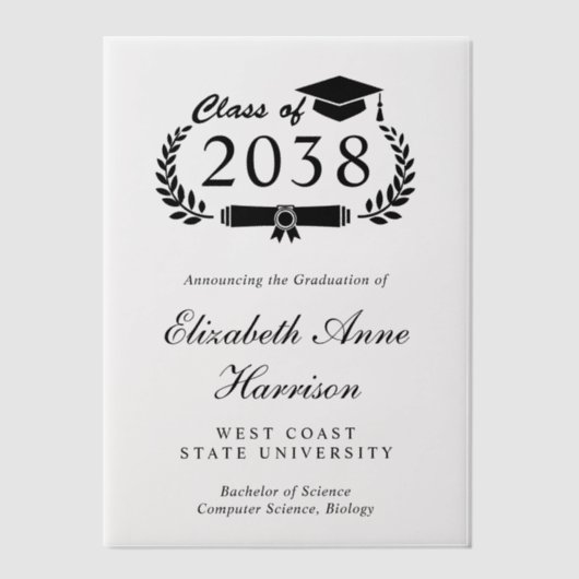 Faire-part d'études supérieures Vellum Overlay (Recto)