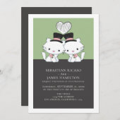 Faire-part Deux Chambres Chat Thème Gay Mariage (Devant / Derrière)