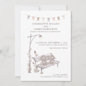 Faire-part Deux chats sur un banc animal Mariage à thème (Devant)