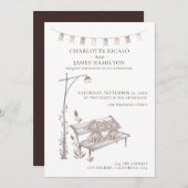 Faire-part Deux chats sur un banc animal Mariage à thème (Devant / Derrière)