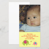 Faire-part Deux éléphants avec papillon (Devant / Derrière)