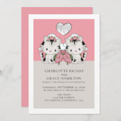 Faire-part Deux mariées Chat thème gay Mariage (Devant / Derrière)